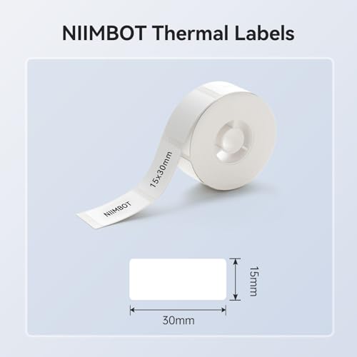 NIIMBOT Label Maker Tape for D11/D110/D101 Label Maker, 15 x 30 mm (0.59'' x 1.18'') for Home Office Labeling Tape Replacement, White - color: 15mmx30mm-white