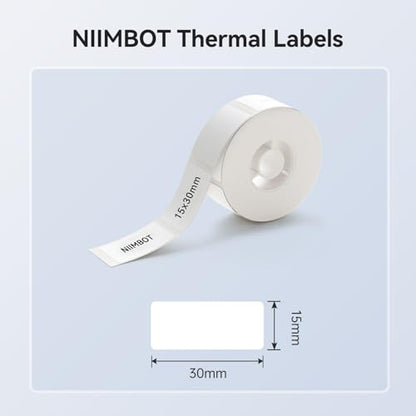NIIMBOT Label Maker Tape for D11/D110/D101 Label Maker, 15 x 30 mm (0.59'' x 1.18'') for Home Office Labeling Tape Replacement, White - color: 15mmx30mm-white