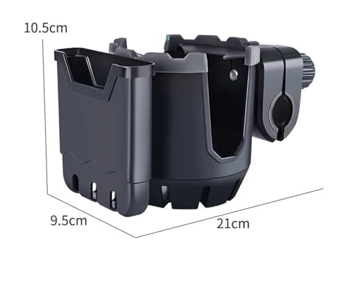 Universal, Stroller, Sturdy, Cup and Cell Phone Holder, All Black, 2-in-1, for Carriages, Walker, Wheelchairs, Rollator, Scooters & Bike Phone & Cupholder Organizer - Easy to Install