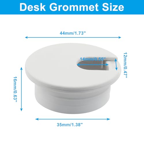 Piutouyar 4 Pcs 1-3/8 Inch White Desk Grommet, Plastic Cable Hole Cover Desk Wire Cord Organizer for Office Equipment, Computer Table - color: White, size: 1-3/8 Inch