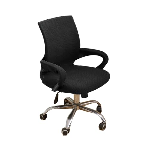 Small Office Chair Cover with Zipper Armrest Cover 18Inch Wide Stretch Black Jacquard Desk Computer Chair Covers with Arm Washable - color: Jacquard L-black, size: Small