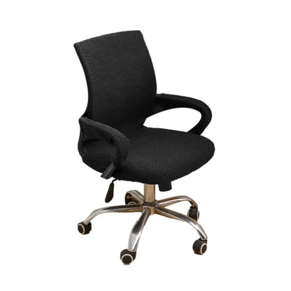Small Office Chair Cover with Zipper Armrest Cover 18Inch Wide Stretch Black Jacquard Desk Computer Chair Covers with Arm Washable - color: Jacquard L-black, size: Small