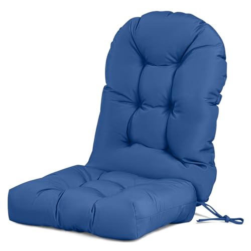 Adirondack Chair Cushion Tufted Waterproof Outdoor Rocking Chair Cushions with Ties Anti-Slip High Back Patio Chair Cushions for Patio Furniture Cushions - color: Blue