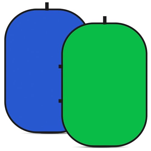 5x7ft/1.5x2m Chromakey Backdrop with 7.8ft/2.4m Stand, 2-in-1 Green Screen and Blue Screen Reversible Collapsible Background Panel for Photography Studio, Live Streaming, Video Shooting, Games - color: Green/Blue