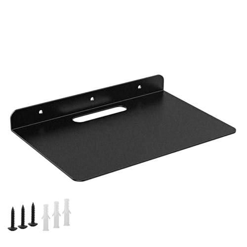 Small Floating Shelf, Wall Shelf, Metal Floating Shelves for Echo, Cameras, Small Speaker, Wall Shelves for Bathroom, Living Room, Bedroom (Black 1pcs 9x6 inch) - color: Black 1pcs 9"x6"