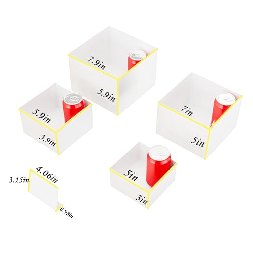 Metal Buffet Risers,4PCS Food Risers for Buffet Table 5in to 8in Display Stand with Mini Acrylic Signs for Catering Dessert Collectibles Jewelry Figures Show Grayish White Cube Boxes Nesting Risers with Hollow Bottoms - color: Grayish White, size: Regular