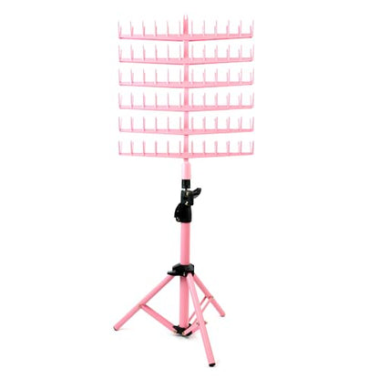 Laflare Standing Braid Hair Organizer – 144 Pegs Hair Extension Holder, Divider & Display Stand for Hair Braiding, Height Adjustable Rack, Easy to Assemble - color: Pink