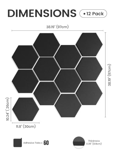 Fluxynara Hexagon Cork Board Alternative for Walls Decor-12-Pack Felt Bulletin Board Tiles,with 70 Adhesive Tabs for Office,Classrooms & Home Pin Board Felt Board-Black - color: Black-1, size: 12-Pack