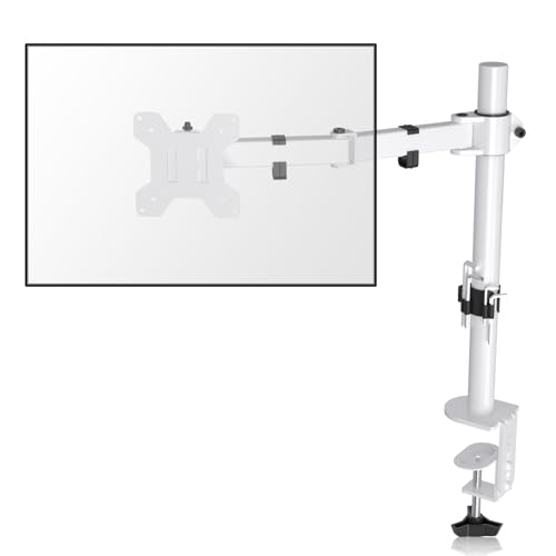 Suptek Single Monitor Arm Desk Mount Fully Adjustable Monitor Stand for 1 / One Screen up to 13" to 32" Extra Tall 15.75 inch Pole,VESA 75x75mm or 100x100mm,White (MD9421W) - color: White, size: 15.75" Tall