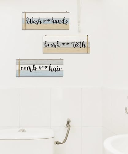 Putuo Decor Bathroom Wall Decor Set of 3, Relax Soak Breathe Unwind Wood Sign Panels, Spa Style Bathroom Hanging Art for Tub Area, Vanity, Powder Room, Yoga Studio, Meditation Corner, Apartment
