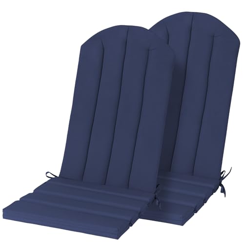 Adirondack Chair Cushion Set of 2 Indoor Outdoor Furniture Cushions Rocking Chair Cushions with Straps Replacement Folding Patio Chair Pad,19.7x18.9x1.5 Inch（Navy） - color: Navy