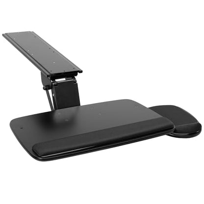 Mount-It! Under Desk Keyboard Tray, Adjustable Slide-Out Keyboard & Mouse Platform, 20.5" W × 11" D, Ergonomic Wrist Rest, Tilt & Swivel, Heavy-Duty Bolt-On Keyboard Drawer for Home Office, Black - color: Black