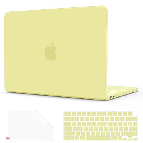 G JGOO Compatible with MacBook Neo Case 13 inch 2026 Release Model A3404, 100% Match Official Color, Matte Plastic Protective Hard Shell Case with Keyboard Cover & Screen Protector, Citrus Clear - color: Citrus Clear