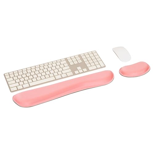 Mind Reader Ergonomic Wrist Rest Set, Keyboard and Mouse Support with Memory Foam, Non-Slip Base, Office and Gaming, Pink - size: Single Pink