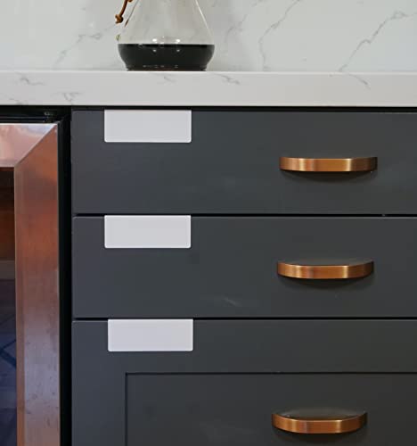 Clip-On Metal Cabinet and Drawer Labels – Reusable Chalkboard Labels for Kitchen, Bathroom, Dresser Drawers. Durable. Polished Edge. No Residue. - color: Black, size: 20 Pack