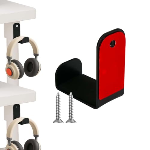 Headphone Wall Mount Holder, Adhesive & Screw Headset Hanger with Rubber Pad, Universal Mounted Headphones Hook for Desk or Wall, Gaming & Office Organizer - color: Basic, size: 1 Pack