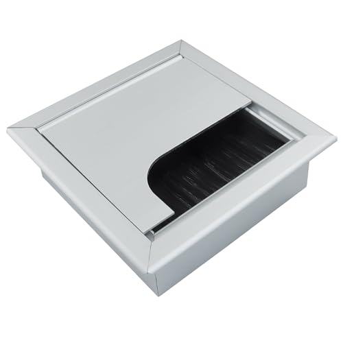 Cable Grommet, 80mm x 80mm Square Hole Cover for Desk Organizers, Silver Desk Grommet Hole Cover for Computer Desk Table - color: Silver, size: 80 x 80mm