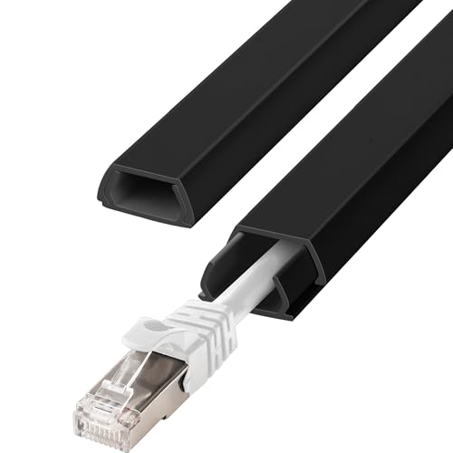 Wall Cable Hider Kit, 116in TV Wire Hider for Wall, Paintable Cord Hider Wall, Cord Organizer Hide 1-2 Cords Wall Mounted TV, Wire Cover for Wall, Cord Concealer 7XL16.5 W0.86 H0.43in, Black - color: Black, size: Small-116in