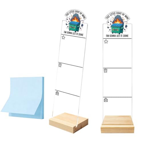 Monitor Memo Board Computer Monitor Memo Board Sticky Note Organizer This Little Light of Mine Dumpster Fire Acrylic Desk Accessories Removable Wooden Base Set Sticky Notes 100 Sheets 11.8×3.1 inches - color: Dumpster Fire 01