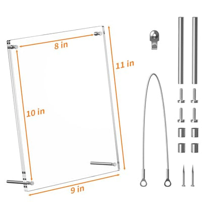 AITEE 8x10 Acrylic Picture Frames 2 Pack, Clear Desk Picture Frames with Stand, Modern Frameless Floating Frames Lucite Transparent Square Cubes Frame for Wall & Desktop Display Gift for Home Office - size: 8 x10