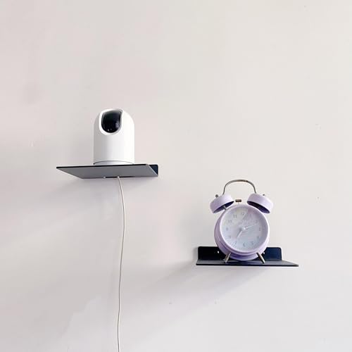 Small Floating Shelf –3mm Thick, 6.5 inch, Metal Wall Shelf, Metal Floating Shelves for Echo, Cameras, Small Speaker - color: Black 1 Pcs