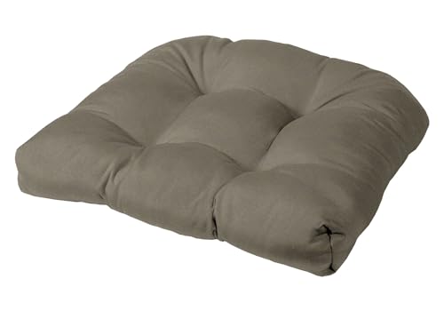 Cushion Source Tufted Chair Cushion | Rounded Back Corners | 21" x 19" x 4" Seat Cushion | No Ties | Indoor/Outdoor | Multiple Sunbrella Fabric Options Available (Sunbrella Canvas Taupe) - color: Sunbrella Canvas Taupe