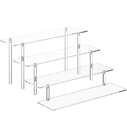 HENABLE 4 Tier Acrylic Perfume Organizer Stand, Clear Display Risers for Perfume, Cologne, Cosmetic, Skincare, Funko POP, Dessert Display, Cupcake Stand Holder - size: 4-Tier 11.6IN