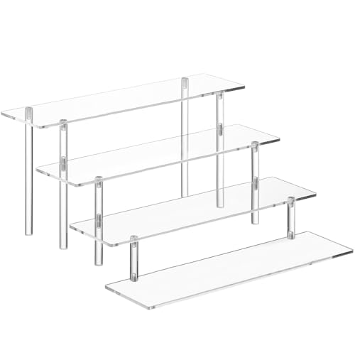 HENABLE 4 Tier Acrylic Perfume Organizer Stand, Clear Display Risers for Perfume, Cologne, Cosmetic, Skincare, Funko POP, Dessert Display, Cupcake Stand Holder - size: 4-Tier 11.6IN