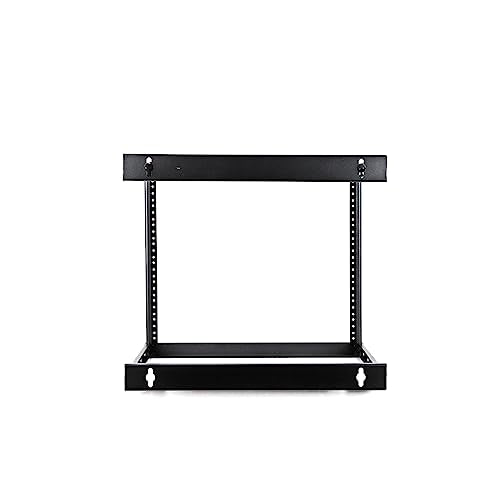 AEONS 8U 2-Post Wall Mount Open Frame 19-Inch IT Network Server A/V Equipment Rack 18” Depth 12-24 Threaded 150lbs Weight Capacity, Black - style: 8U-2Post