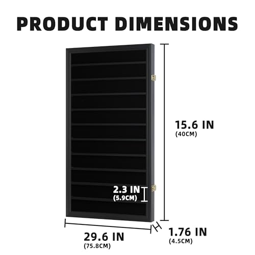DisplayGifts Building Block Toy Minifigures Miniatures Thimble Display Case Wall Cabinet Standing Plates Included, UV Protection Door Black Finish Frame - size: X Large - Black