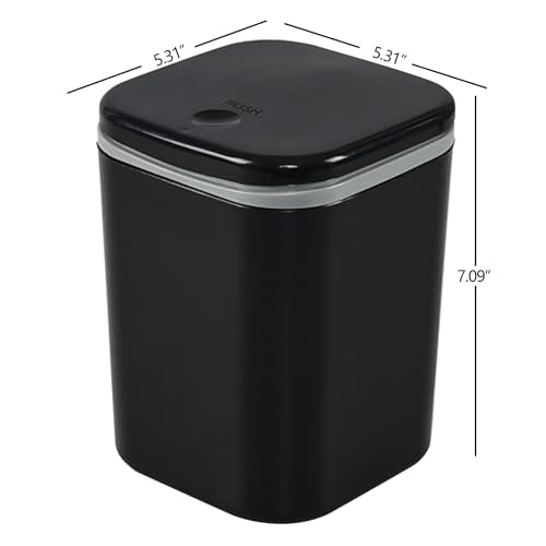 Mini Trash Can, Small Trash Can, 0.5 Gallon Mini Wastebasket Container Bin for Desk, Countertop- Black - color: Black