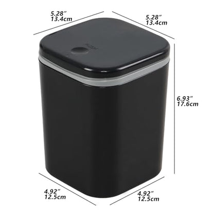 Gloreen 0.5 Gallon Mini Desktop Trash Can, Tiny Plastic ‎Garbage Can with Push Button Lid, Black