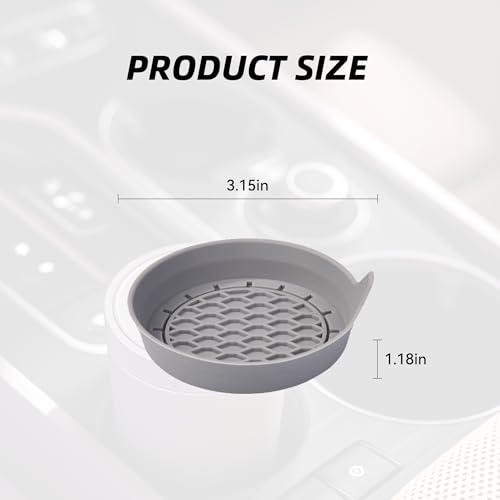 4PCS Car Cup Holder Coaster, Silicone Non-Slip Vehicle Cup Holder Insert Pads, Automotive Interior Insulation Drink Cup Mats Decor Accessories, Universal for SUV, Sedan, Truck (Gray) - color: Gray
