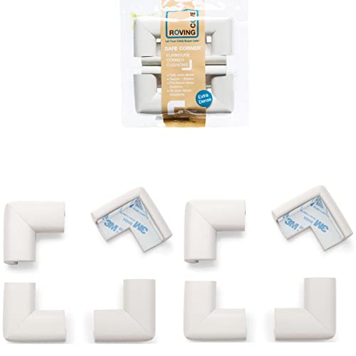 Roving Cove HeftyFit Corner Protector for Baby (8 Large Corners), Heavy-Duty Soft Rubber Foam Furniture Corner Bumper Guards, 3M Adhesive Pre-Taped, Oyster White (Off White) - color: Oyster White, size: Large 8 Count (Pack of 1)