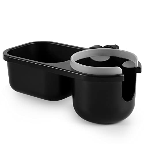 Accmor Stroller Cup Holder with Tray, Universal Cup Holder Tray for Uppababy Nuna Doona Strollers, Bottle Drinks Holder for Stroller, Wheelchair, Walker - style: Tray-2 in-1-Grey