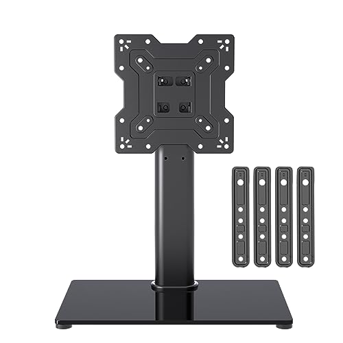 Universal TV Stand Base, Table Top TV Stand for 17-55 Inch LCD/LED TVs, Height Adjustable Monitor Mount Stand with Tempered Glass Base Holds up to 88lbs VESA 400x400mm, TS102 - style: X-Shape 400x400mm Vesa