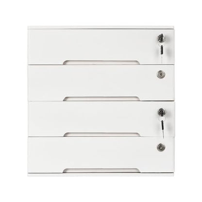 Wooden Desk Organizer with Drawers & Lock, Desktop Countertop Storage Cabinet Lockable Home Office Supplies File Tabletop Organizing Unit (4 Drawer - Modern White) - style: 4 Drawer - Modern White