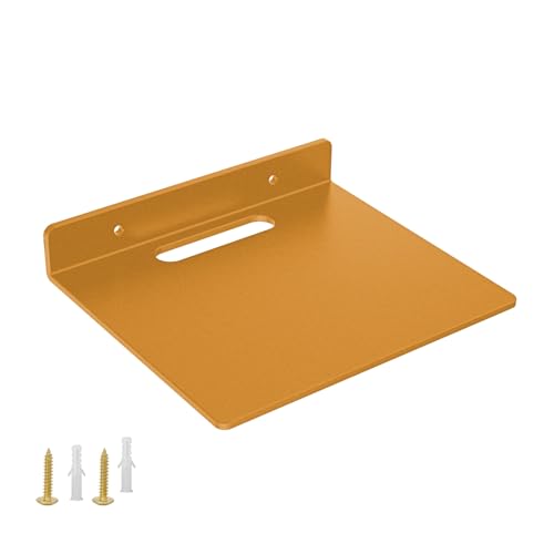 Small Floating Shelf –3mm Thick, 6.5 inch, Wall Shelf, Metal Floating Shelves for Echo, Cameras, Small Speaker, Wall Shelves for Bathroom, Living Room, Bedroom (Gold 1pcs) - color: Gold 1pcs