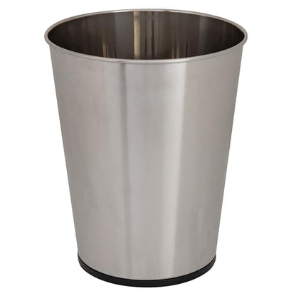 Bath Bliss 5 Liter Small Wastebasket, Stainless Steel | Compact Round Open Top Trash Can | Durable Bathroom Bedroom Dorm Office Garbage Bin | Stylish Space-Saving Waste Disposal Container - color: Stainless Steel, size: 1 Pack