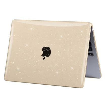 EooCoo Case Compatible with MacBook Air 13 inch M5 2026-2022 Release M4 M3 M2 A3449 A3240 A3113 A2681, Glitter Hard Shell&Keyboard Skin Cover&Screen Protector for Mac Air 13.6 inch, Sparkly Starlight - color: Glitter Starlight