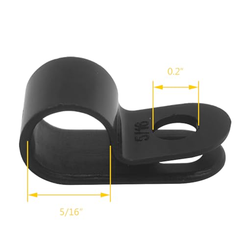 Cable Clamp R-Type Cable Clip Wire Clamp 5/16" Nylon Screw Mounting Cord Fastener Clips with Screws for Wire Management - Black - 50 Pcs - size: 5/16" Black