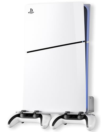 PS5 Wall Mount Aluminum Alloy Compatible with All PS5 Generations Holds Two Controllers Unimpeded Heat Dissipation Ps5 Accessories Universal for Living Room and Bedroom (Silver) - color: Silver