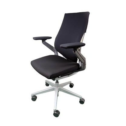 Suitable for Steelcase Gesture Office Chair Covers (4-piece Set, Including armrest Covers), Breathable, Comfortable, dustproof, Stain-Resistant, and Non-Slip (Graphite Black) - color: Graphite Black