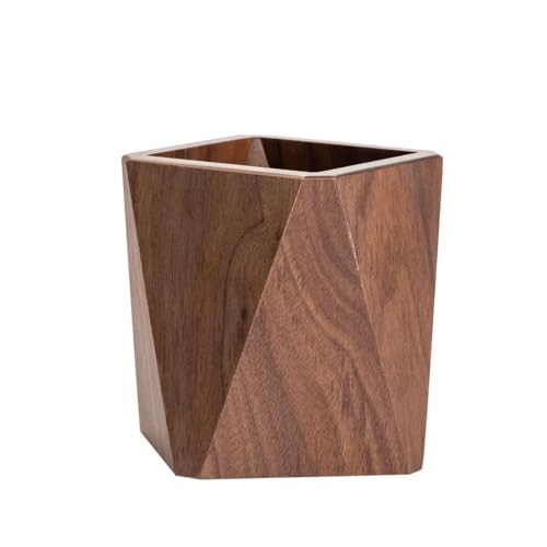 Wooden Pen Holder for Desk, Multi-Functional Pen Cup Pencil Holder for Office School Supplies Storage, Black Walnut Desk Organizer and Accessories（Prismatic） - style: Prismatic