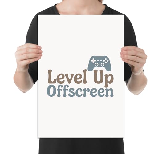 Gamer Room Poster Print - Level Up Offscreen - 13x19 - Minimalist Tech Life Decor