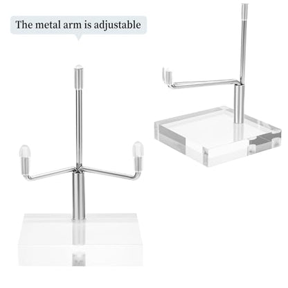 Xthrotsenk 2" Rock Crystal Stands for Display Small Plate Stand Clear Small Easel Stands Adjustable Plate Holder Silver Decorative Plates Display Stand for Mineral Agate