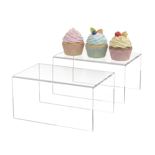 Sezanrpt Acrylic Shelf Riser 8x5.1x4 pack of 2, Clear Acrylic Stand for Funko Pop, Collectibles, Brand Store, Home Storage Organizer, 8x5.1x4 Inch - color: Clear, size: 8x5.1x4 Inch