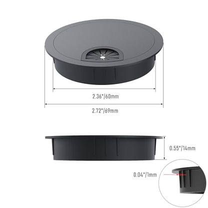 Desk Grommet 2-3/8 Inch 60mm, Zinc Alloy Computer Desk Wire Hole Cover, Office Desktop Cord Cable Hole Metal Ring, Black - size: 2-3/8" Black