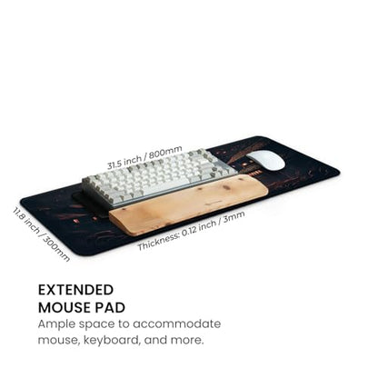 MAY FLOWER Gaming Mouse pad, Large Laptop Mousepad, Full Keyboard Mat, Long Computer Mouse Mat for Home and Office, Anti-Slip Rubber Base, 31.5 x 11.8 Inches (Samurai) - color: Samurai