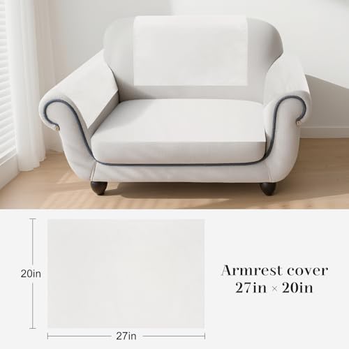 Couch Arm Covers Sofa Arm Covers Set of 2, Waterproof Couch Cover Armchair Cover for Recliner, Non Slip Sofa Headrest Covers Armrest Cover Couch Slipcover Protector, White - color: White